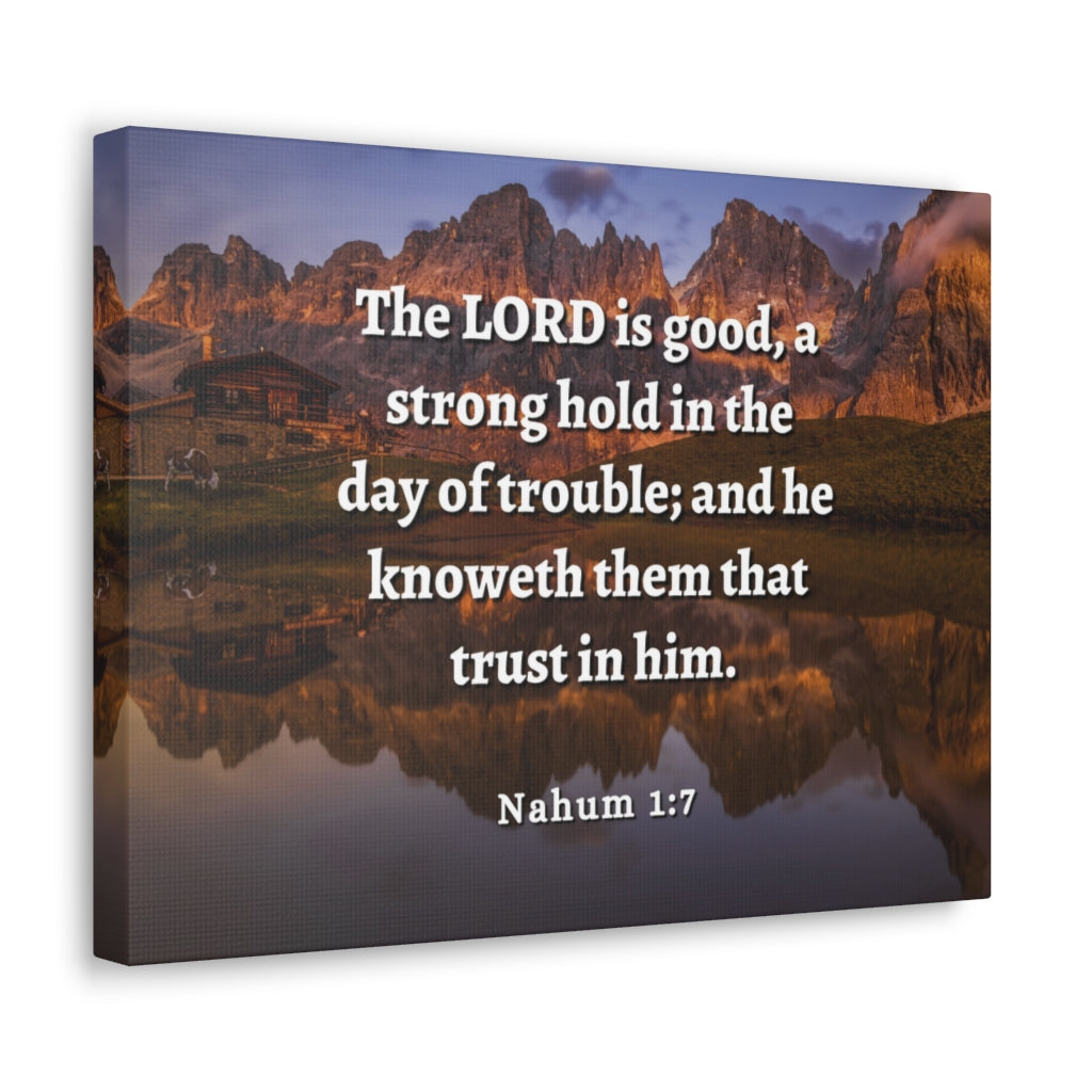 Scripture Walls Stronghold In The Day Of Trouble Nahum 1:7 Bible Verse Canvas Christian Wall Art Ready to Hang Unframed-Express Your Love Gifts