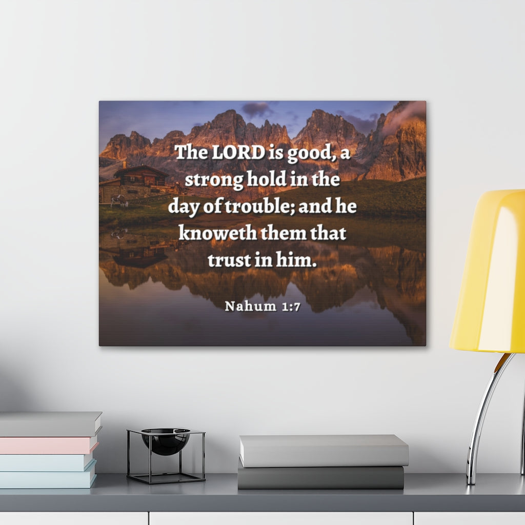 Scripture Walls Stronghold In The Day Of Trouble Nahum 1:7 Bible Verse Canvas Christian Wall Art Ready to Hang Unframed-Express Your Love Gifts