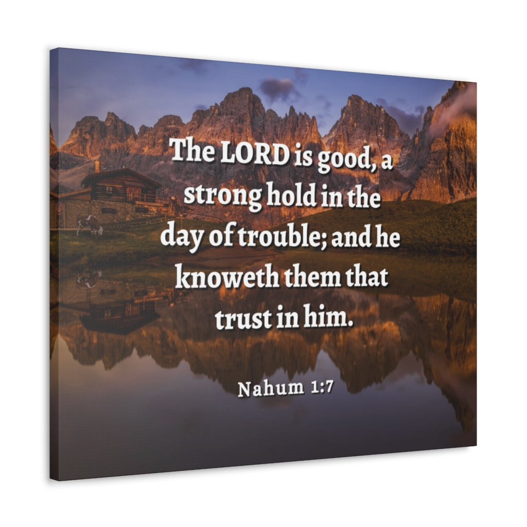 Scripture Walls Stronghold In The Day Of Trouble Nahum 1:7 Bible Verse Canvas Christian Wall Art Ready to Hang Unframed-Express Your Love Gifts