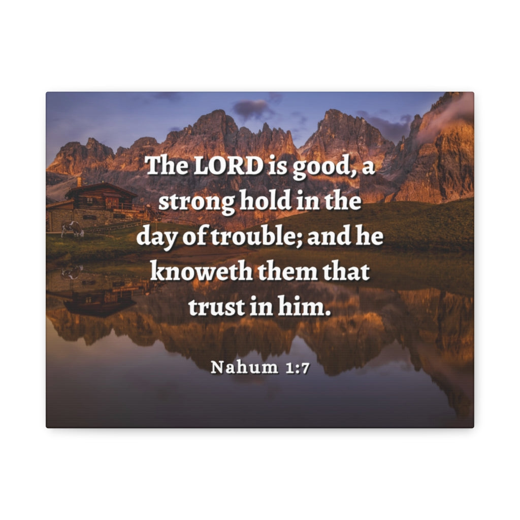 Scripture Walls Stronghold In The Day Of Trouble Nahum 1:7 Bible Verse Canvas Christian Wall Art Ready to Hang Unframed-Express Your Love Gifts