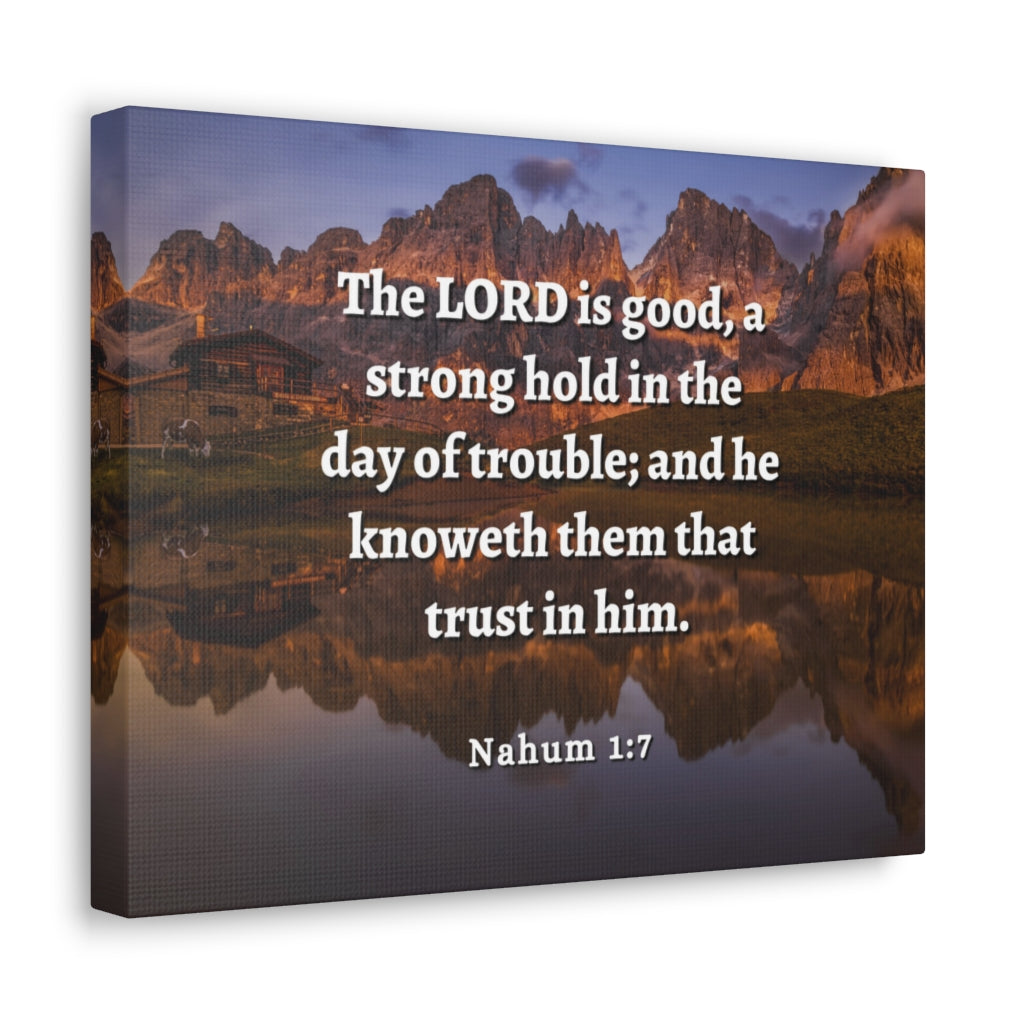 Scripture Walls Stronghold In The Day Of Trouble Nahum 1:7 Bible Verse Canvas Christian Wall Art Ready to Hang Unframed-Express Your Love Gifts
