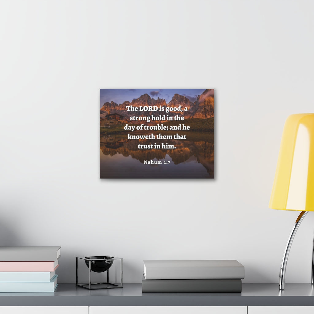 Scripture Walls Stronghold In The Day Of Trouble Nahum 1:7 Bible Verse Canvas Christian Wall Art Ready to Hang Unframed-Express Your Love Gifts