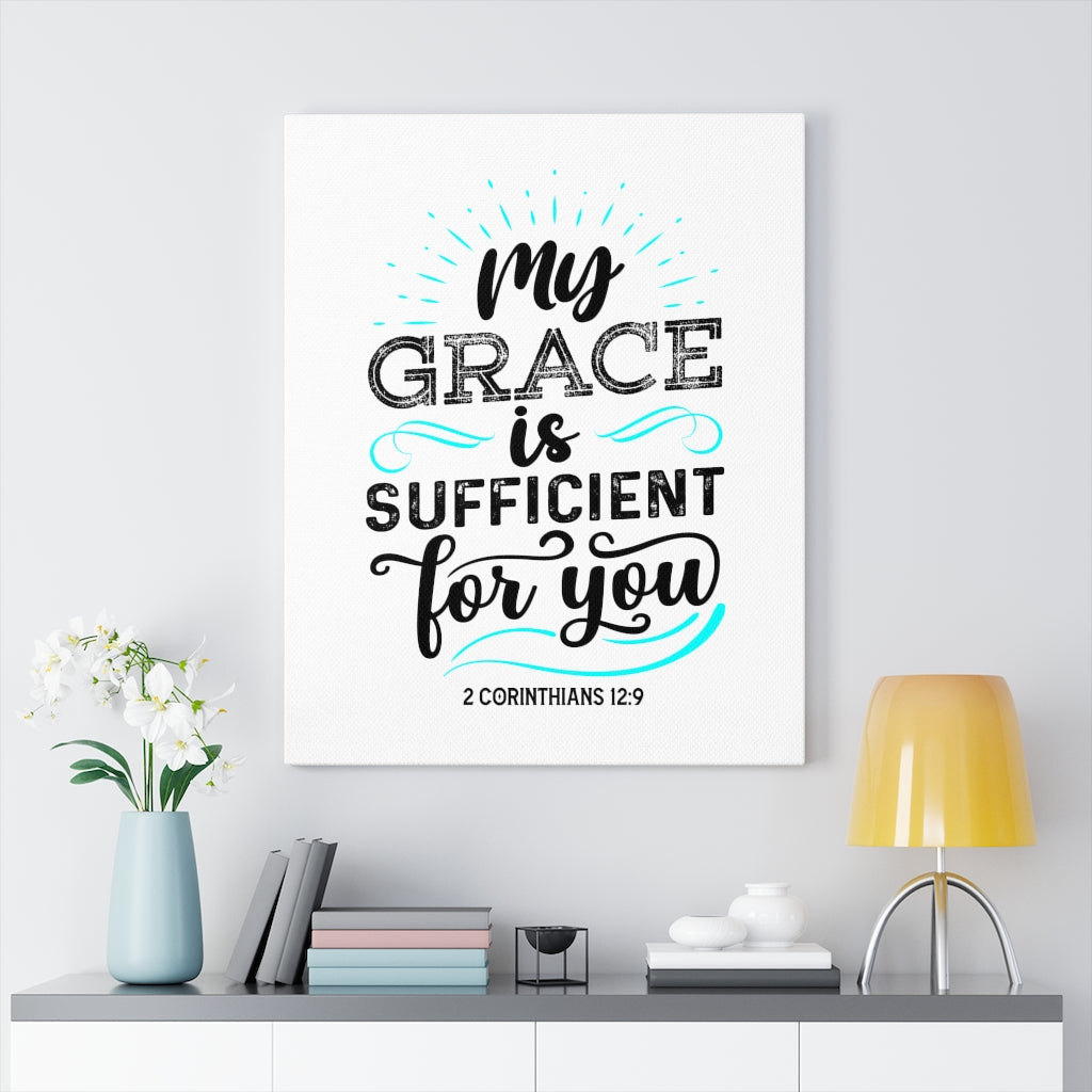 Scripture Walls Sufficient For You 2 Corinthians 12:9 Bible Verse Canvas Christian Wall Art Ready to Hang Unframed-Express Your Love Gifts