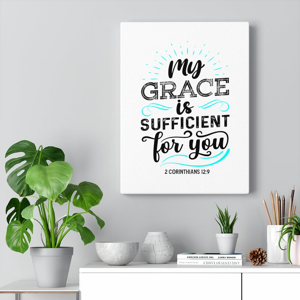 Scripture Walls Sufficient For You 2 Corinthians 12:9 Bible Verse Canvas Christian Wall Art Ready to Hang Unframed-Express Your Love Gifts