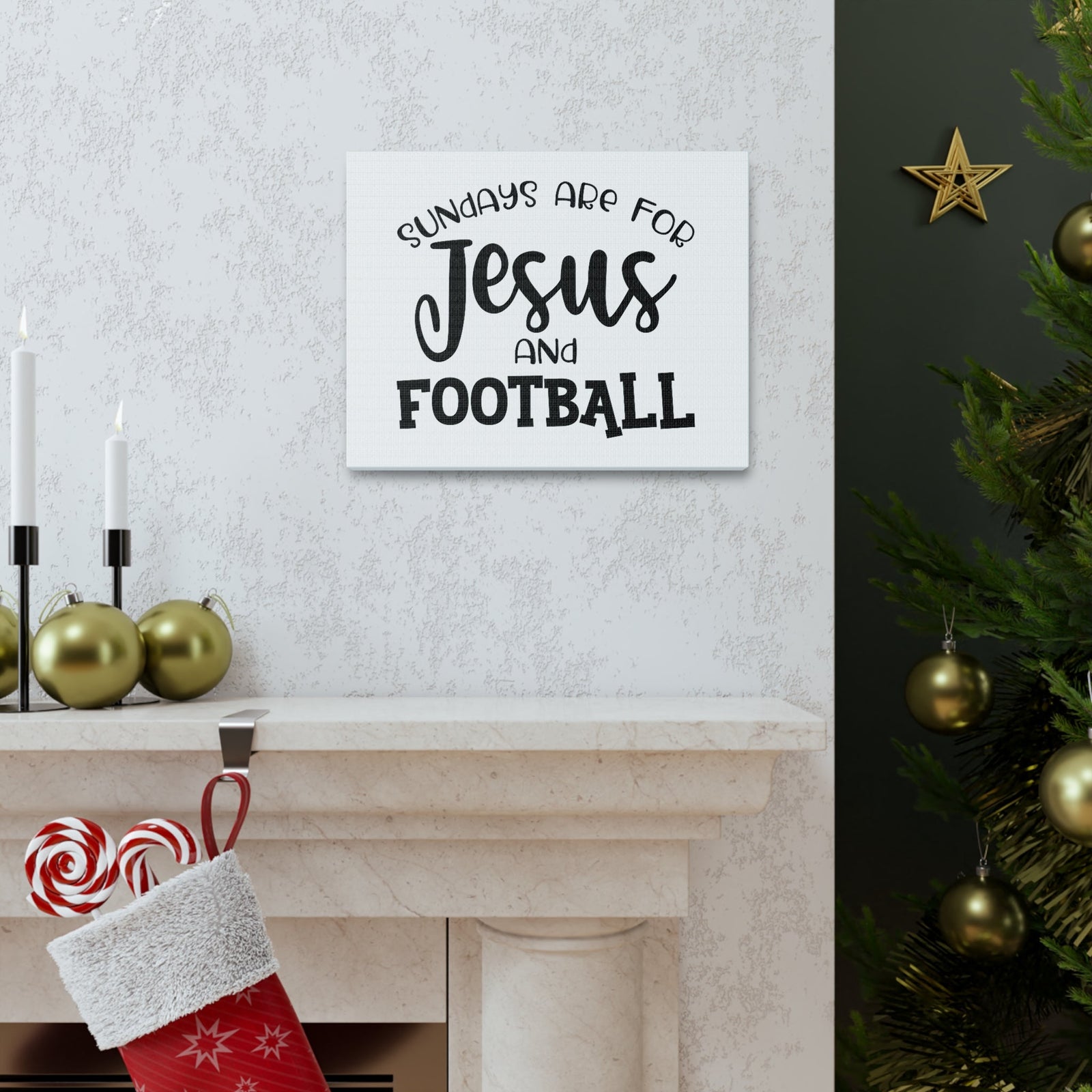 Scripture Walls Sundays Are For Jesus And Football Exodus 20:8 Christian Wall Art Print Ready to Hang Unframed-Express Your Love Gifts