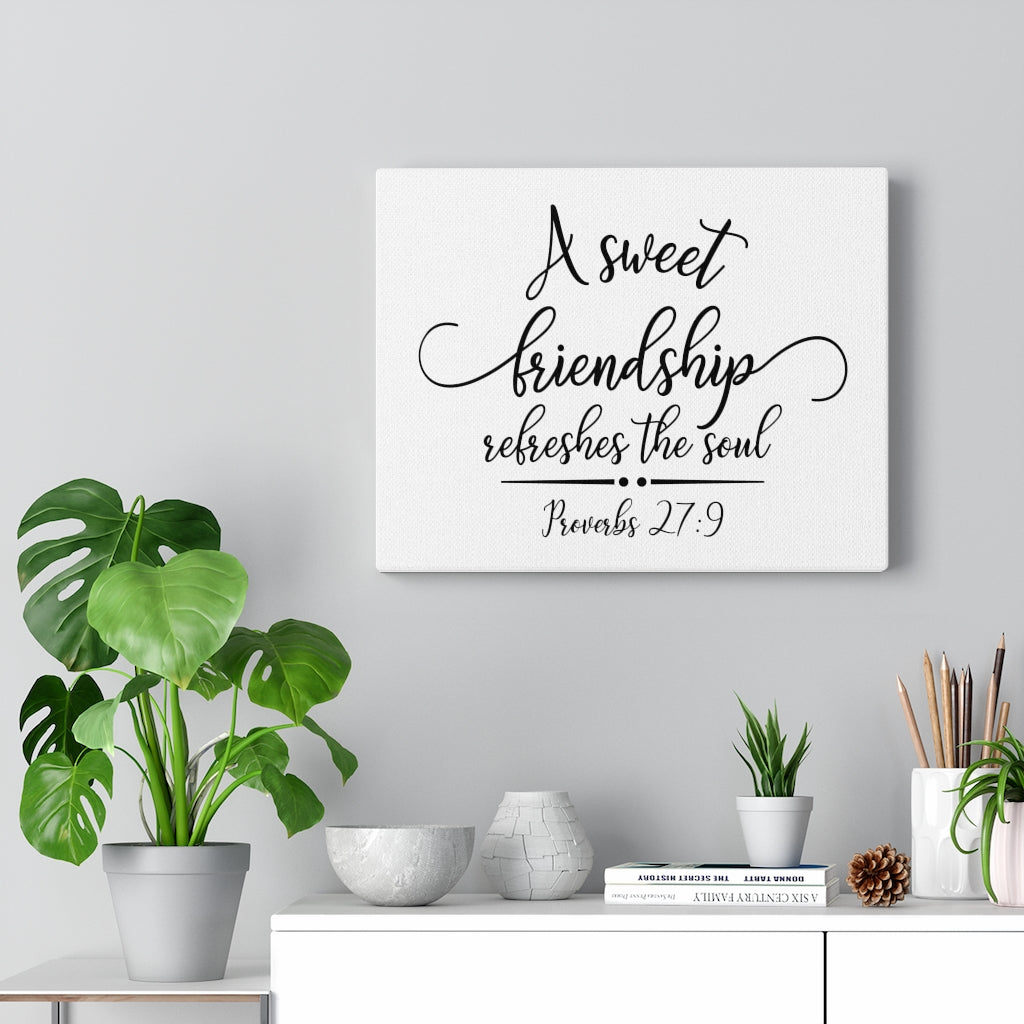 Scripture Walls Sweet Friendship Proverbs 27:9 Bible Verse Canvas Christian Wall Art Ready to Hang Unframed-Express Your Love Gifts