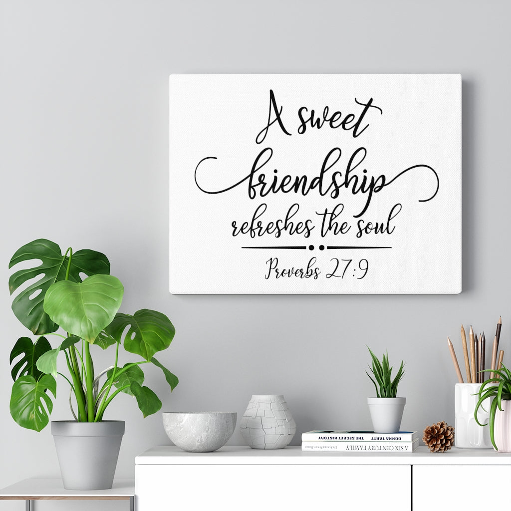 Scripture Walls Sweet Friendship Proverbs 27:9 Bible Verse Canvas Christian Wall Art Ready to Hang Unframed-Express Your Love Gifts