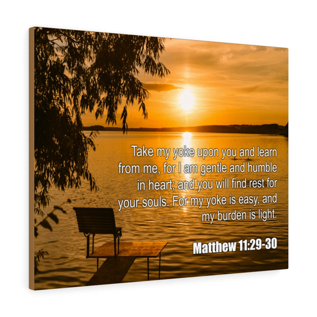 Scripture Walls Take My Yoke Matthew 11:29-30 Bible Verse Canvas Christian Wall Art Ready to Hang Unframed-Express Your Love Gifts
