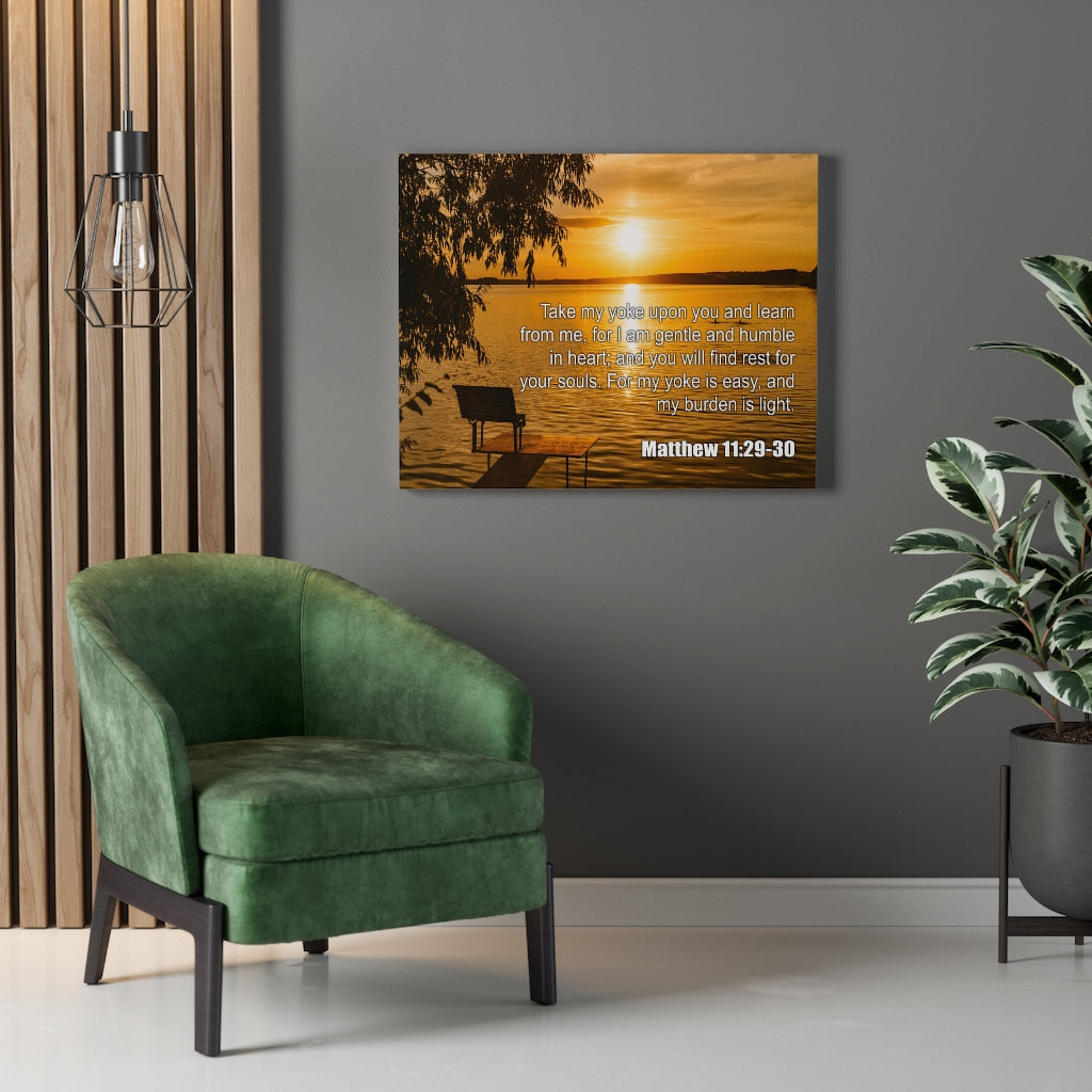 Scripture Walls Take My Yoke Matthew 11:29-30 Bible Verse Canvas Christian Wall Art Ready to Hang Unframed-Express Your Love Gifts
