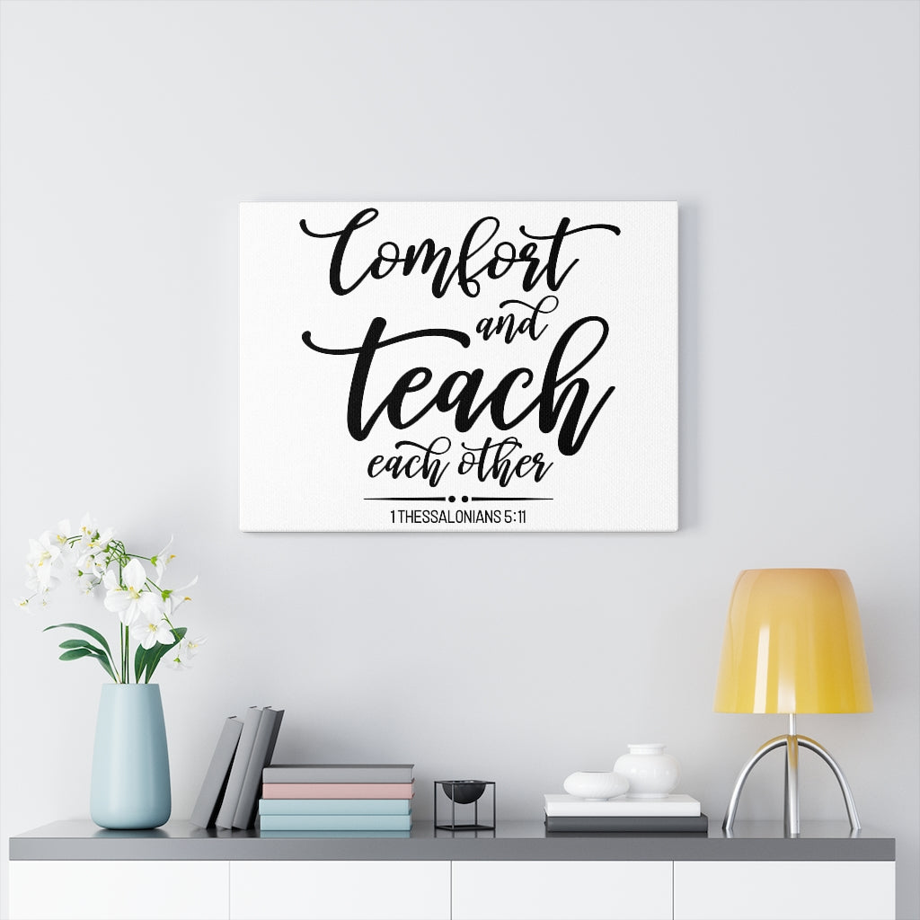 Scripture Walls Teach Each Other 1 Thessalonians 5:11 Bible Verse Canvas Christian Wall Art Ready to Hang Unframed-Express Your Love Gifts