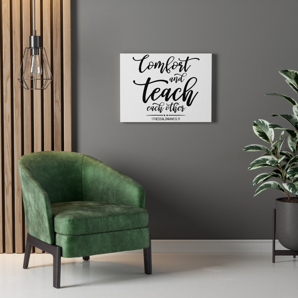 Scripture Walls Teach Each Other 1 Thessalonians 5:11 Bible Verse Canvas Christian Wall Art Ready to Hang Unframed-Express Your Love Gifts