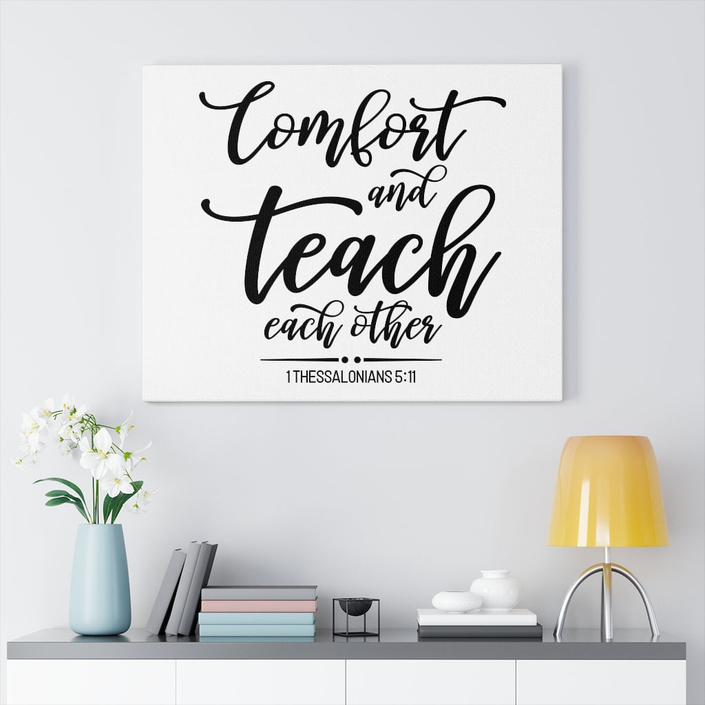 Scripture Walls Teach Each Other 1 Thessalonians 5:11 Bible Verse Canvas Christian Wall Art Ready to Hang Unframed-Express Your Love Gifts