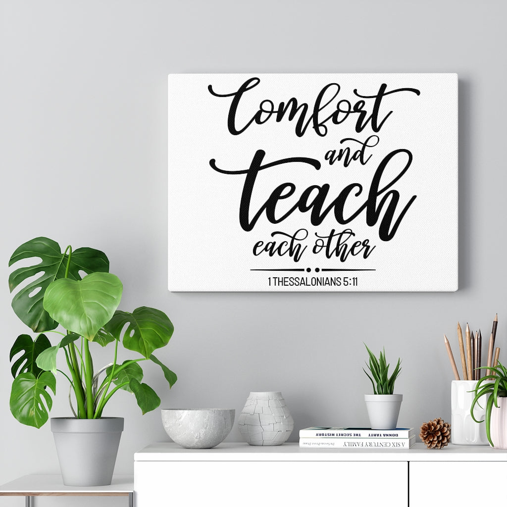 Scripture Walls Teach Each Other 1 Thessalonians 5:11 Bible Verse Canvas Christian Wall Art Ready to Hang Unframed-Express Your Love Gifts
