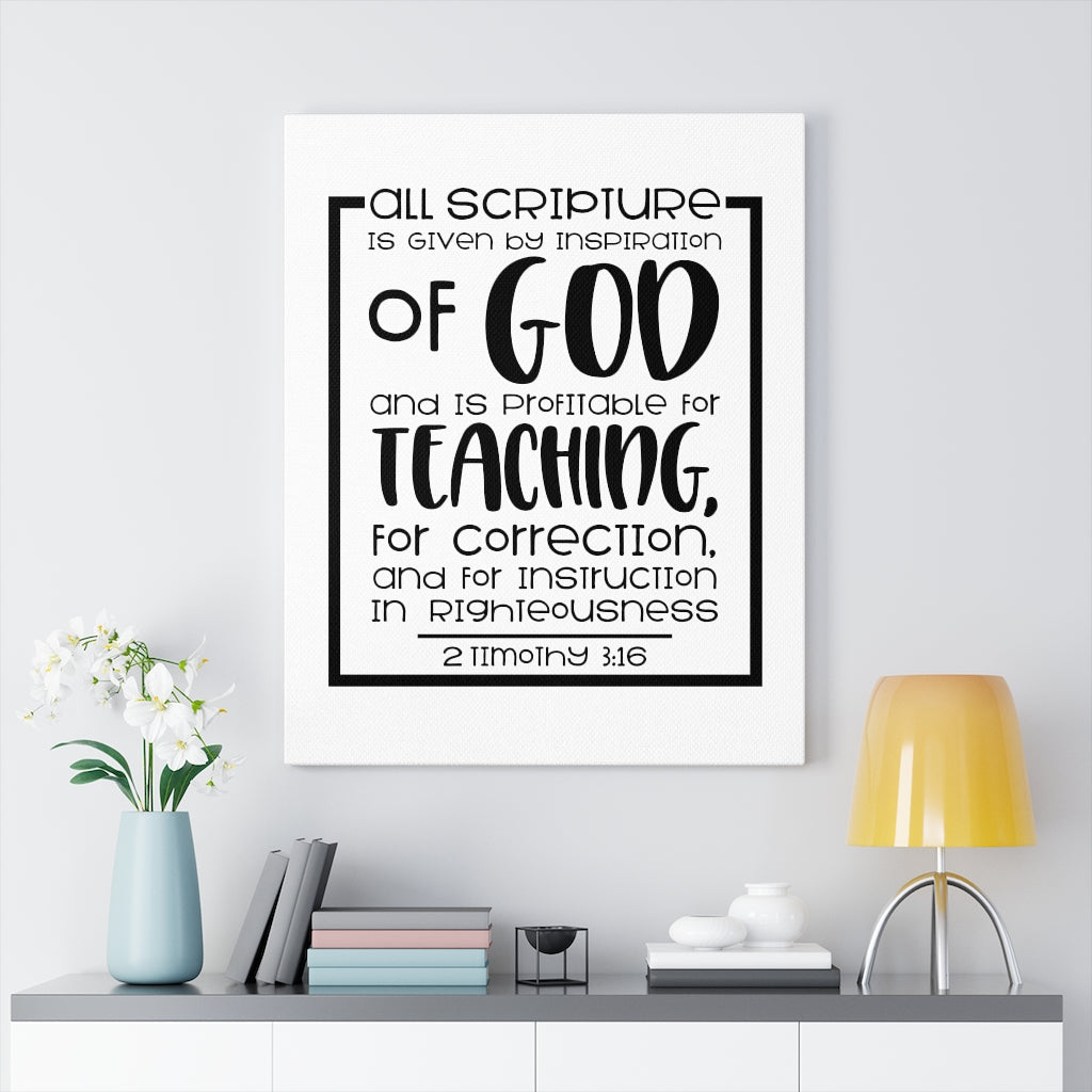 Scripture Walls Teaching 2 Timothy 3:16 Bible Verse Canvas Christian Wall Art Ready to Hang Unframed-Express Your Love Gifts