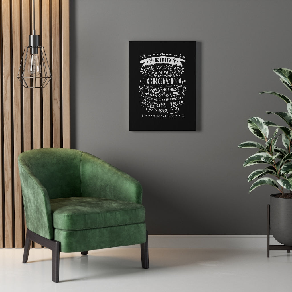 Scripture Walls Tenderhearted Black Ephesians 4:32 Bible Verse Canvas Christian Wall Art Ready to Hang Unframed-Express Your Love Gifts