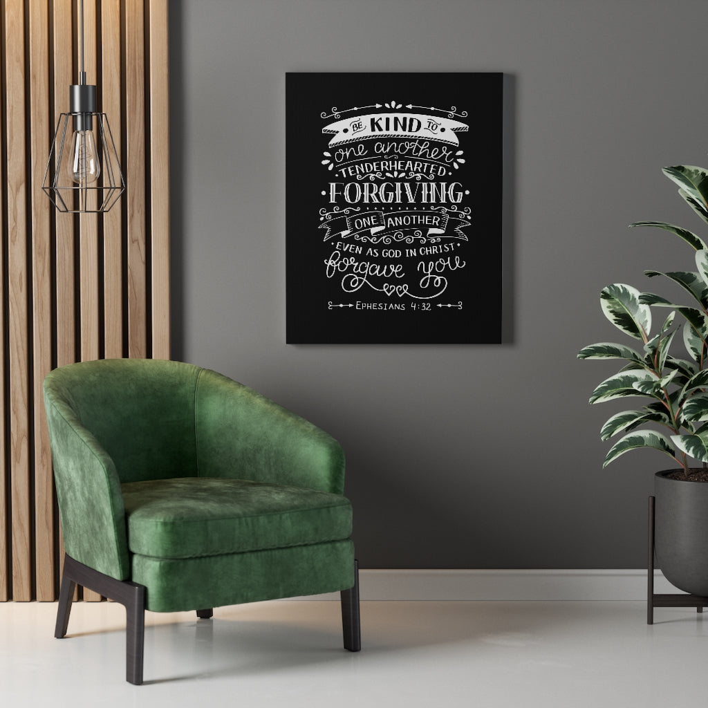 Scripture Walls Tenderhearted Black Ephesians 4:32 Bible Verse Canvas Christian Wall Art Ready to Hang Unframed-Express Your Love Gifts