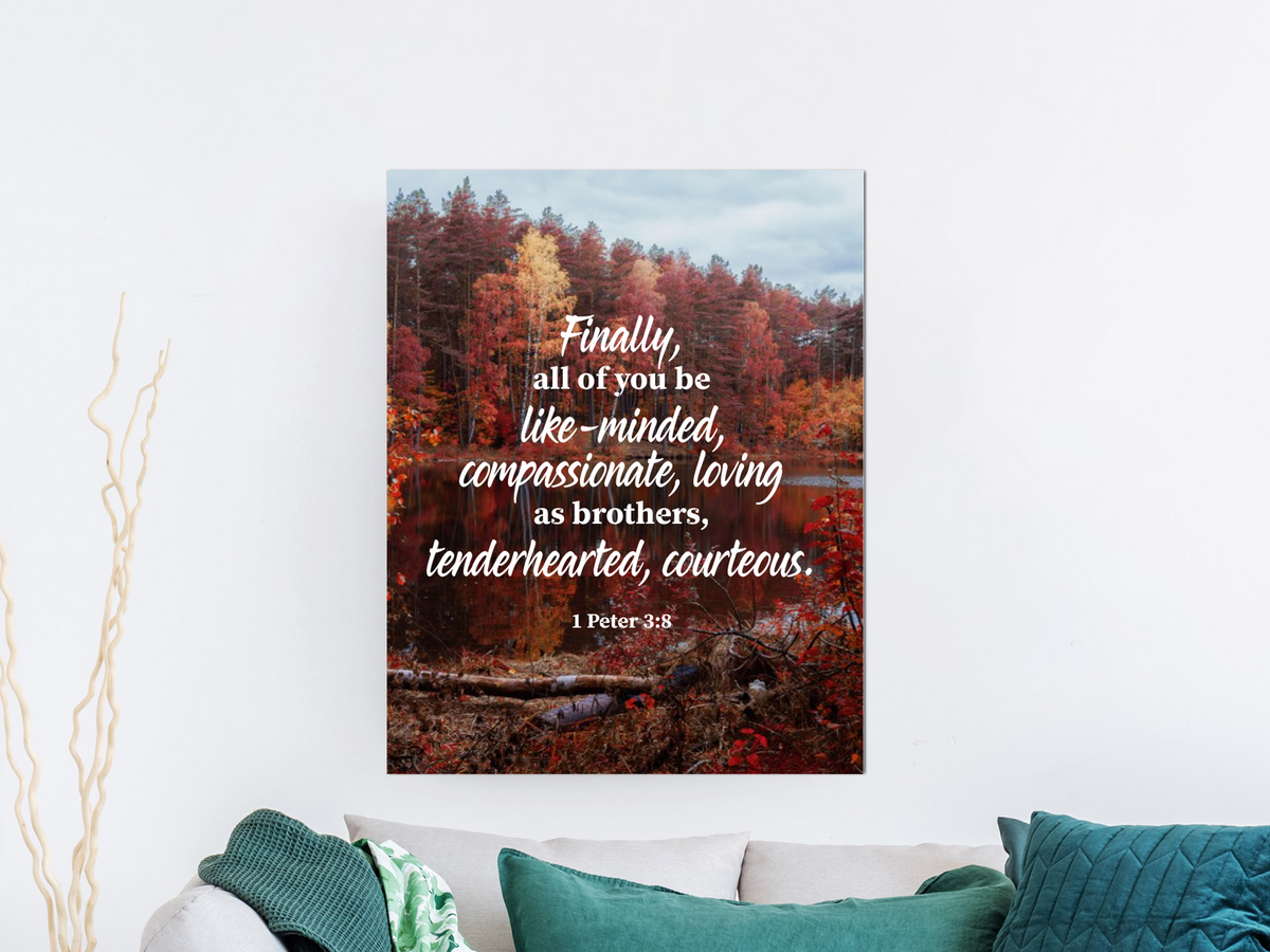 Scripture Walls Tenderhearted Courteous 1 Peter 3:8 Bible Verse Canvas Christian Wall Art Ready to Hang Unframed-Express Your Love Gifts