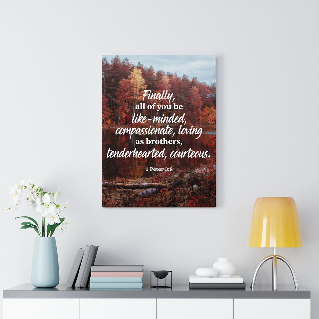 Scripture Walls Tenderhearted Courteous 1 Peter 3:8 Bible Verse Canvas Christian Wall Art Ready to Hang Unframed-Express Your Love Gifts