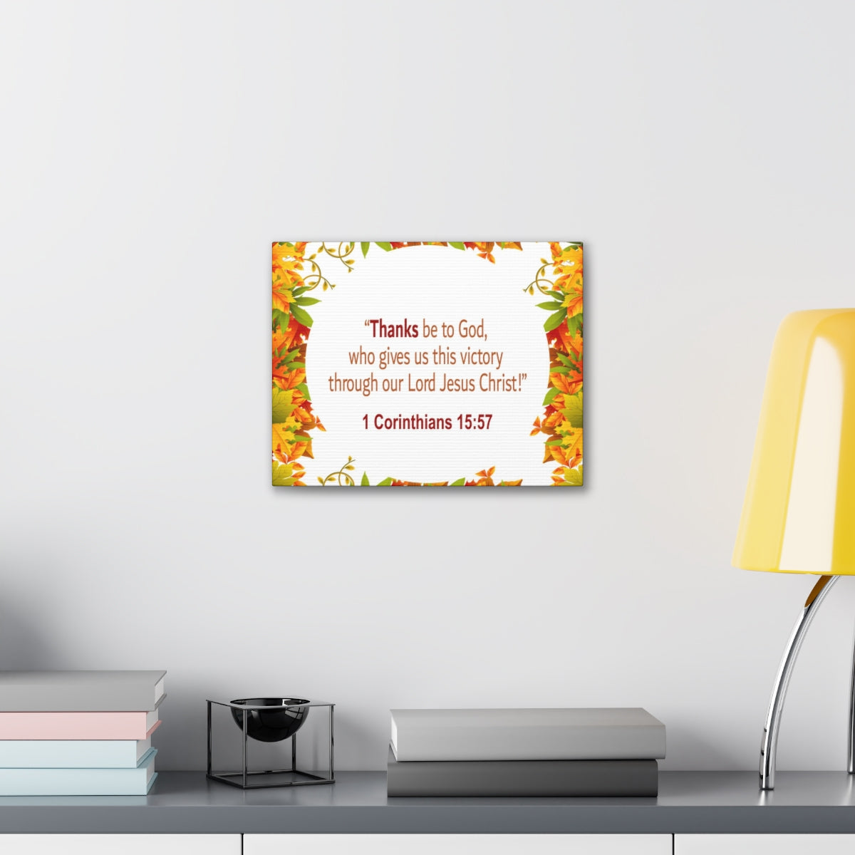 Scripture Walls Thanks Be To God 1 Corinthians 15:57 Bible Verse Canvas Christian Wall Art Ready to Hang Unframed-Express Your Love Gifts