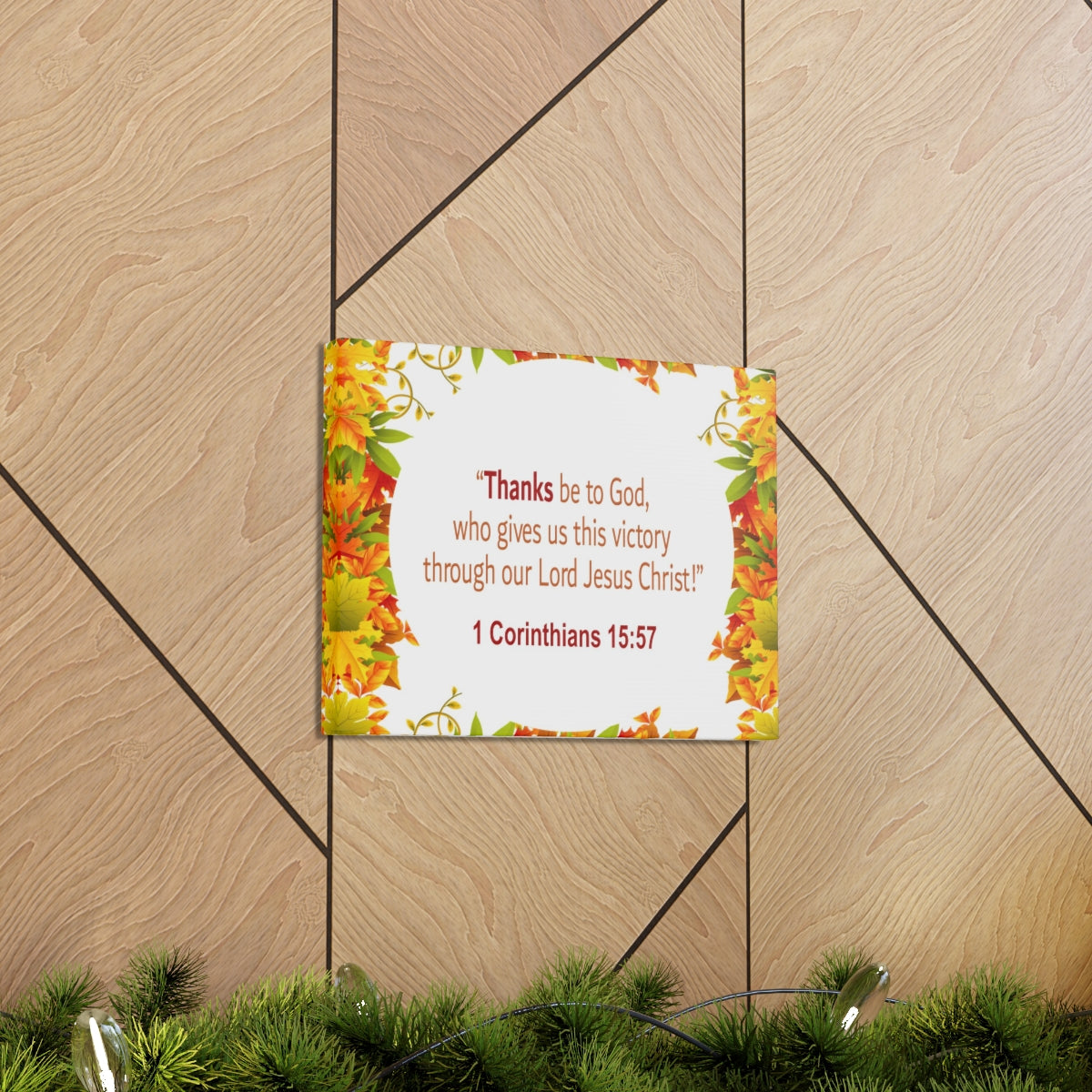 Scripture Walls Thanks Be To God 1 Corinthians 15:57 Bible Verse Canvas Christian Wall Art Ready to Hang Unframed-Express Your Love Gifts
