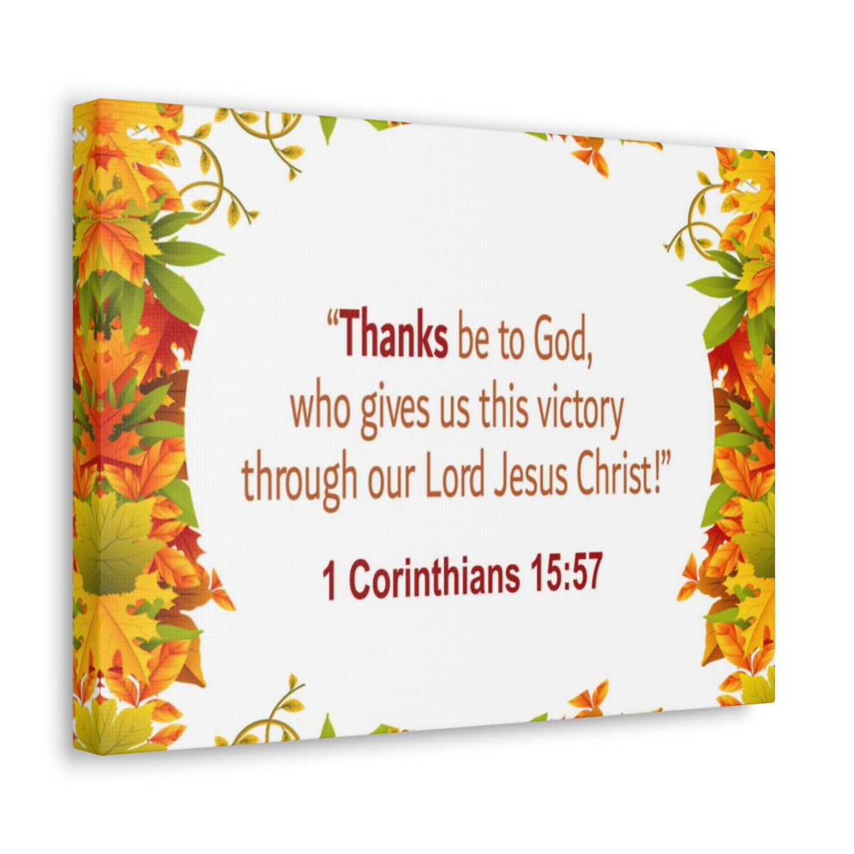Scripture Walls Thanks Be To God 1 Corinthians 15:57 Bible Verse Canvas Christian Wall Art Ready to Hang Unframed-Express Your Love Gifts