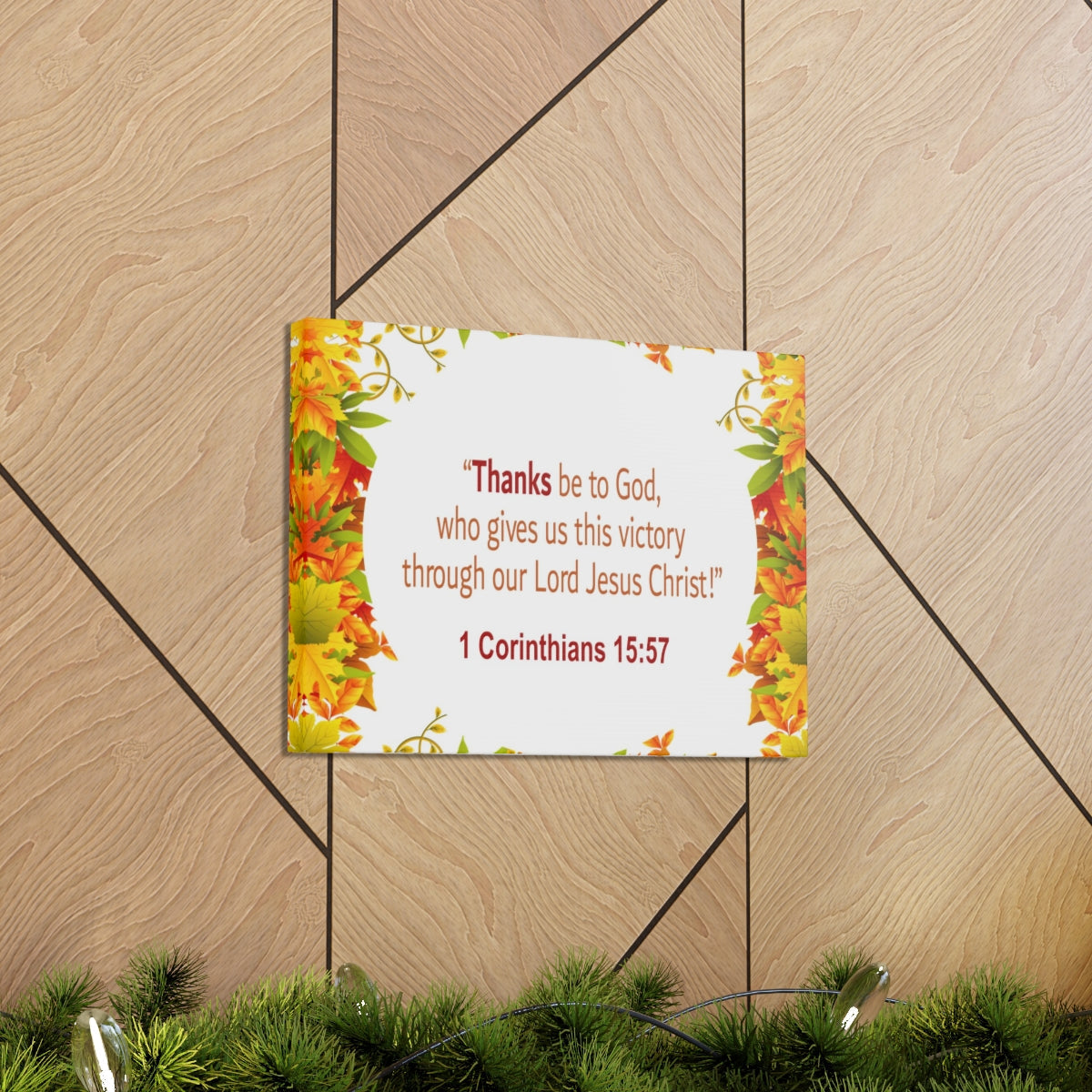 Scripture Walls Thanks Be To God 1 Corinthians 15:57 Bible Verse Canvas Christian Wall Art Ready to Hang Unframed-Express Your Love Gifts