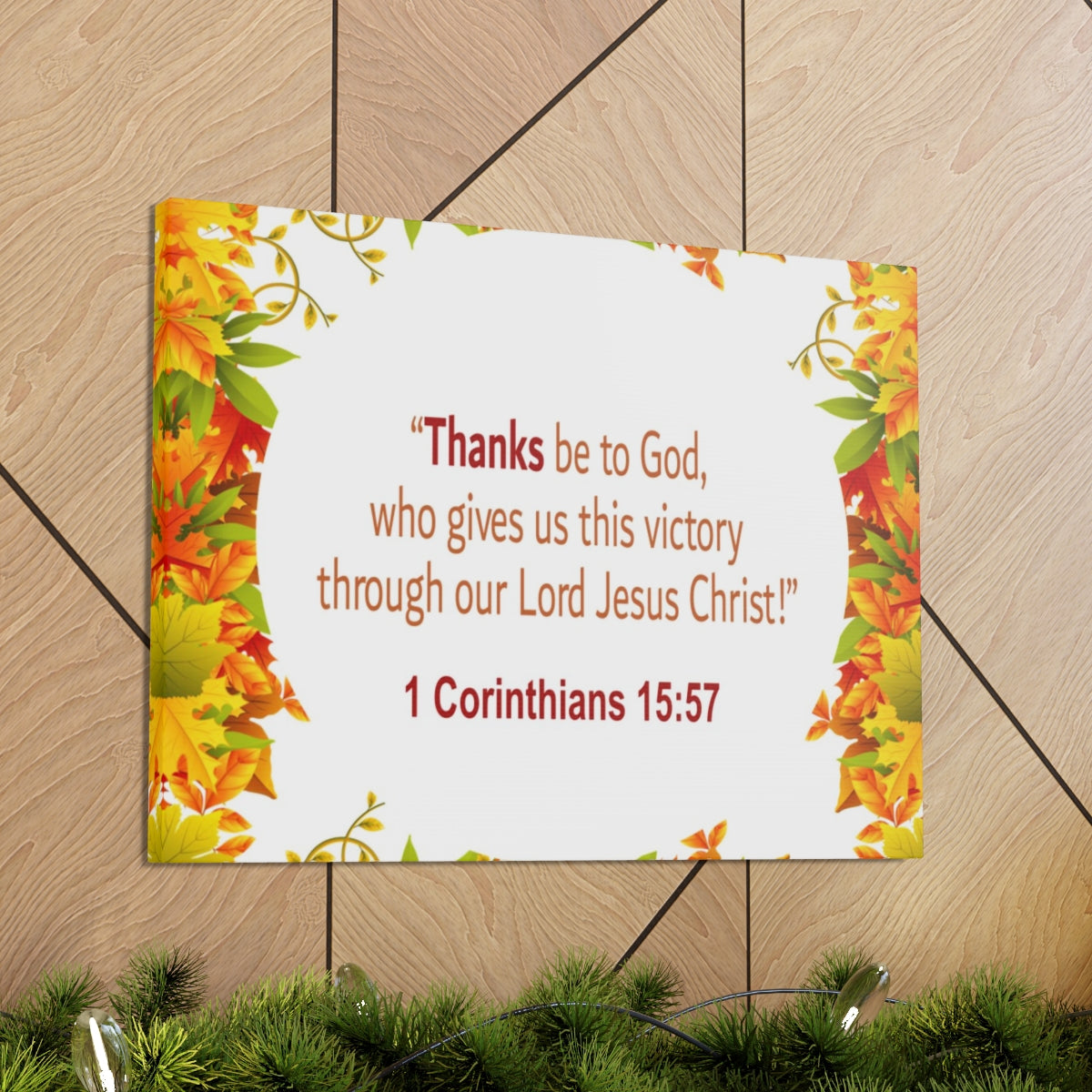 Scripture Walls Thanks Be To God 1 Corinthians 15:57 Bible Verse Canvas Christian Wall Art Ready to Hang Unframed-Express Your Love Gifts