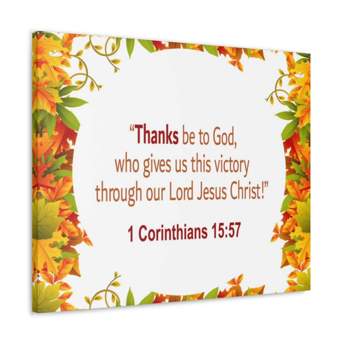 Scripture Walls Thanks Be To God 1 Corinthians 15:57 Bible Verse Canvas Christian Wall Art Ready to Hang Unframed-Express Your Love Gifts