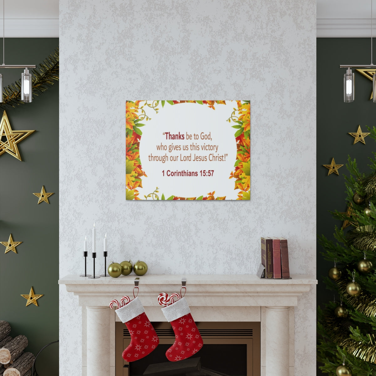 Scripture Walls Thanks Be To God 1 Corinthians 15:57 Bible Verse Canvas Christian Wall Art Ready to Hang Unframed-Express Your Love Gifts