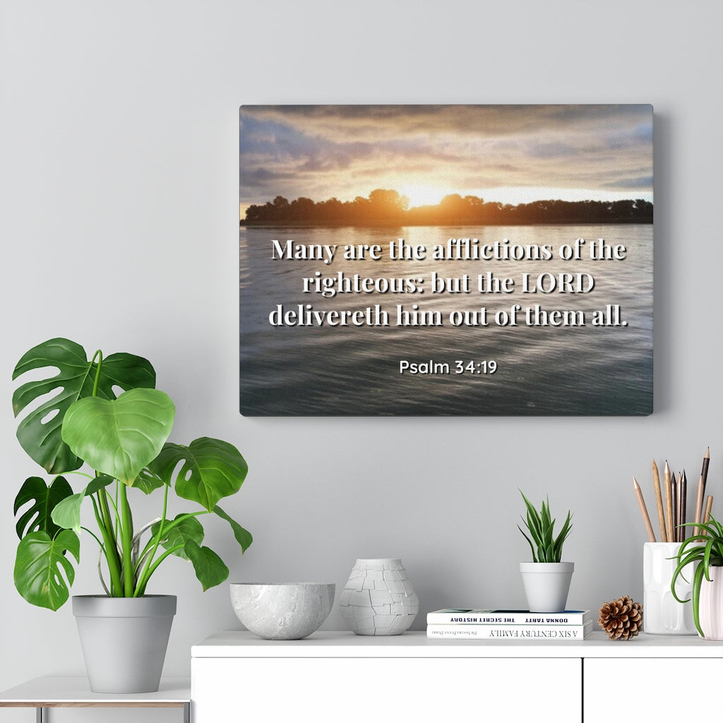 Scripture Walls The Afflictions Psalm 34:19 Bible Verse Canvas Christian Wall Art Ready to Hang Unframed-Express Your Love Gifts