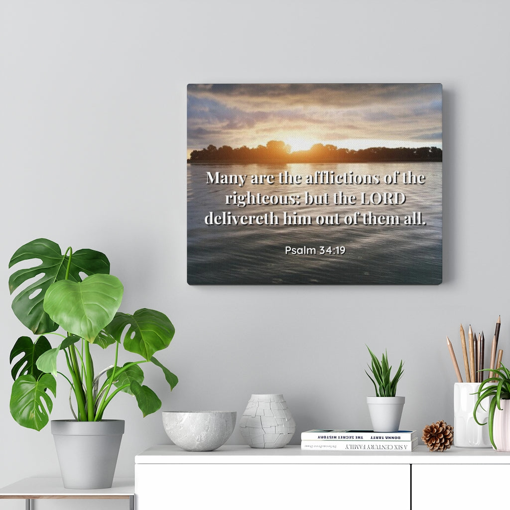 Scripture Walls The Afflictions Psalm 34:19 Bible Verse Canvas Christian Wall Art Ready to Hang Unframed-Express Your Love Gifts