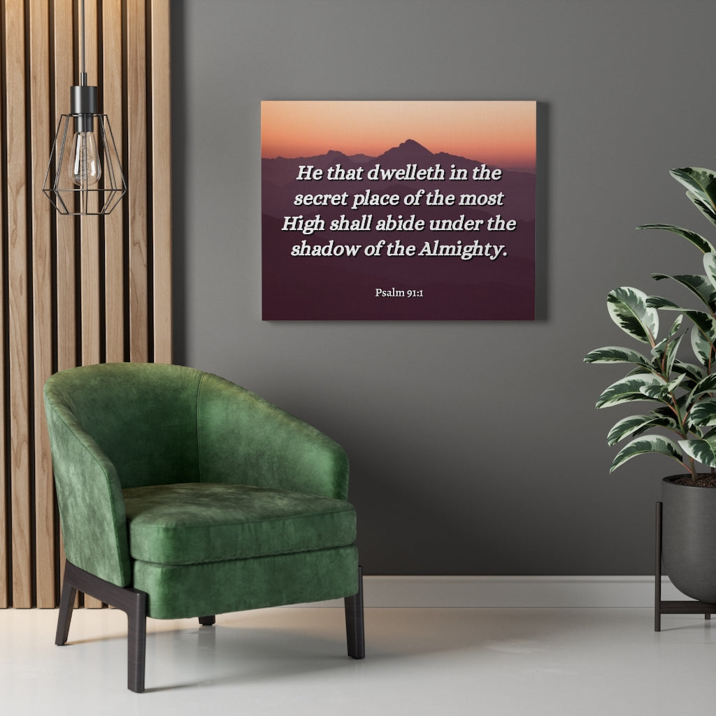 Scripture Walls The Almighty Psalms 91:1 Bible Verse Canvas Christian Wall Art Ready to Hang Unframed-Express Your Love Gifts