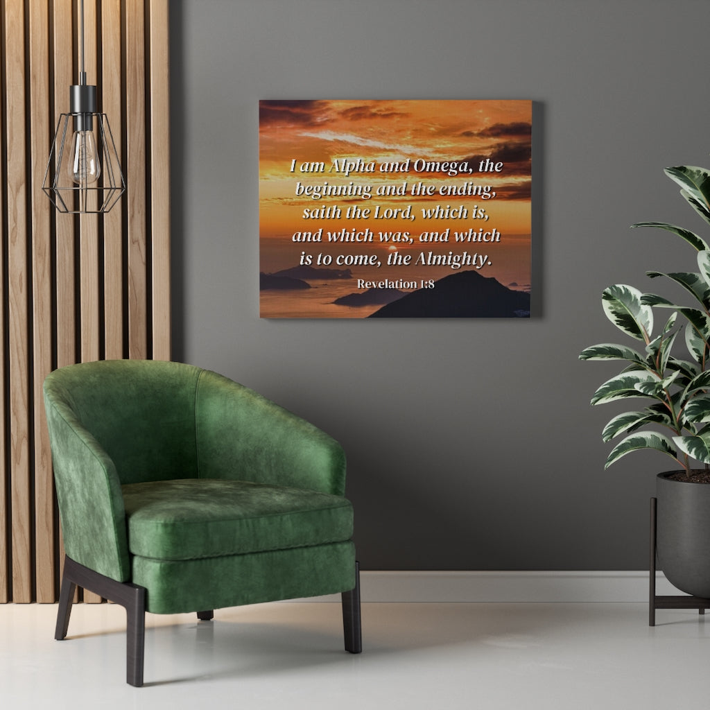 Scripture Walls The Almighty Revelation 1:8 Bible Verse Canvas Christian Wall Art Ready to Hang Unframed-Express Your Love Gifts