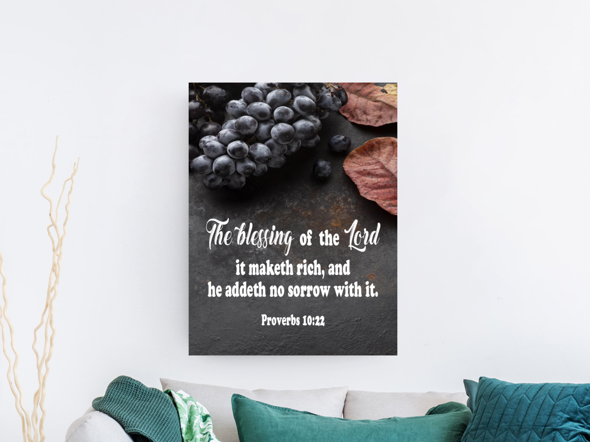 Scripture Walls The Blessing of The Lord Proverbs 10:22 Scripture Bible Verse Canvas Christian Wall Art Ready to Hang Unframed-Express Your Love Gifts