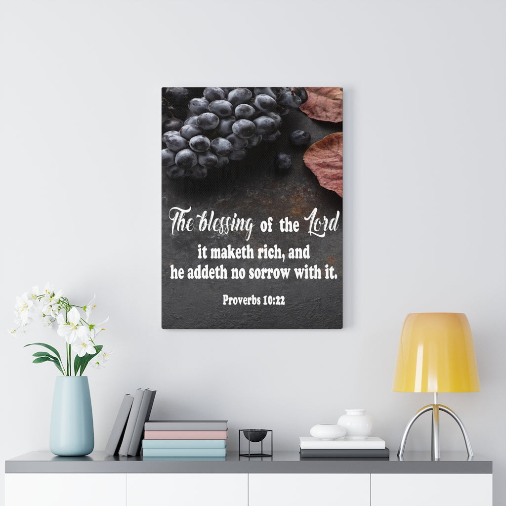 Scripture Walls The Blessing of The Lord Proverbs 10:22 Scripture Bible Verse Canvas Christian Wall Art Ready to Hang Unframed-Express Your Love Gifts