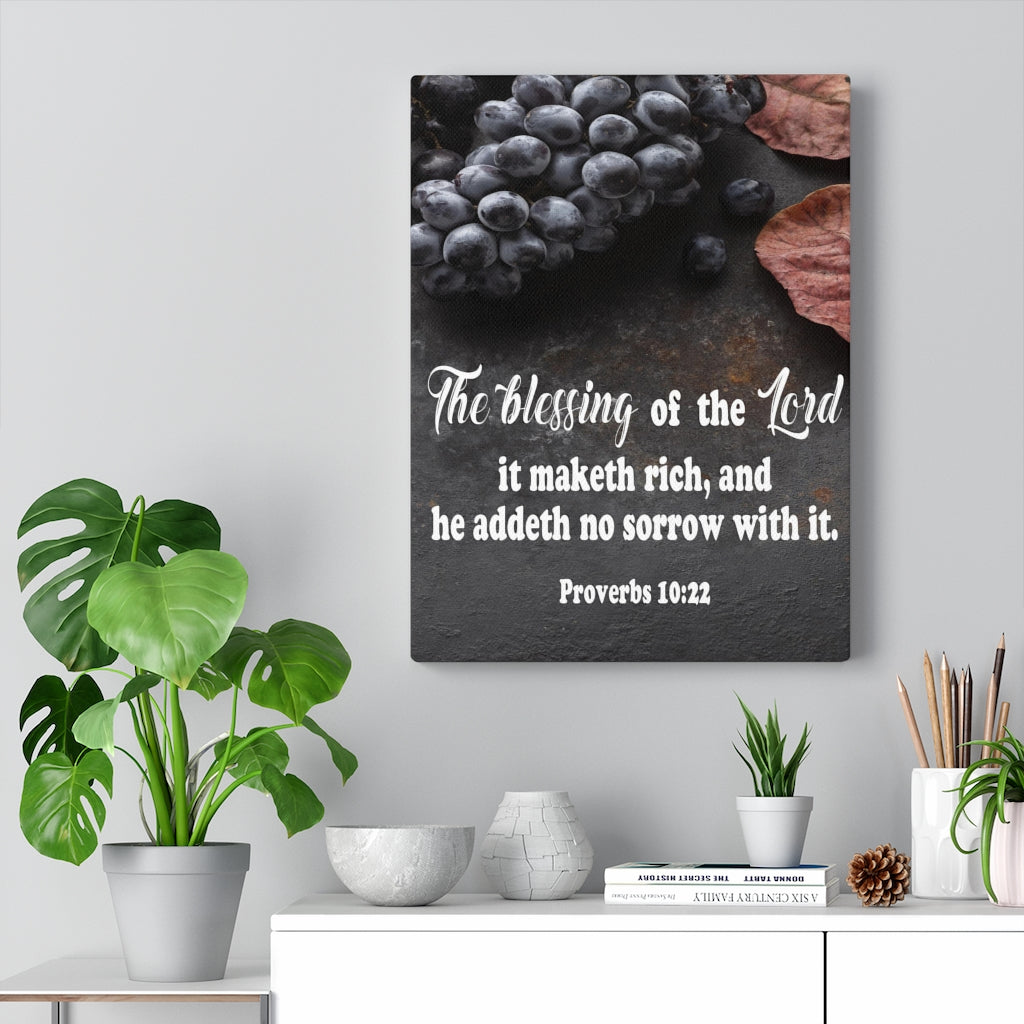 Scripture Walls The Blessing of The Lord Proverbs 10:22 Scripture Bible Verse Canvas Christian Wall Art Ready to Hang Unframed-Express Your Love Gifts