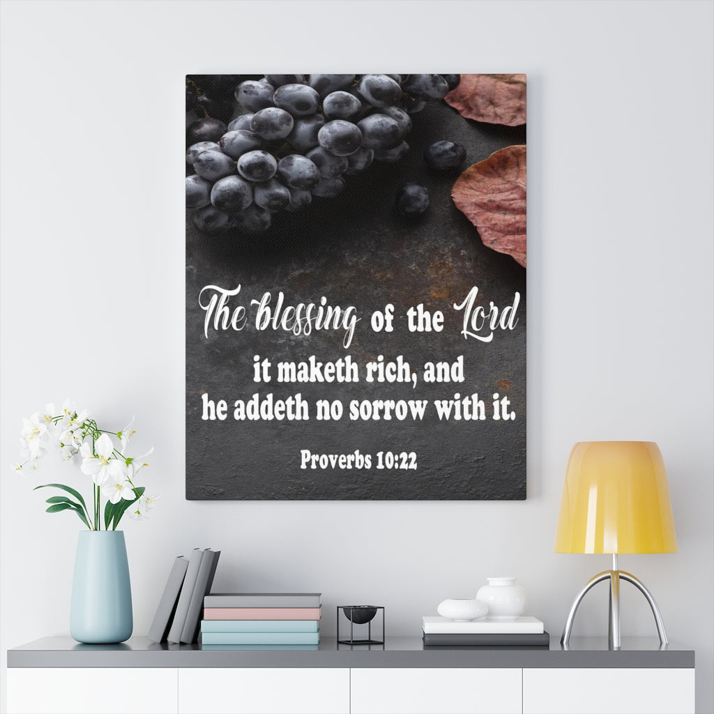 Scripture Walls The Blessing of The Lord Proverbs 10:22 Scripture Bible Verse Canvas Christian Wall Art Ready to Hang Unframed-Express Your Love Gifts