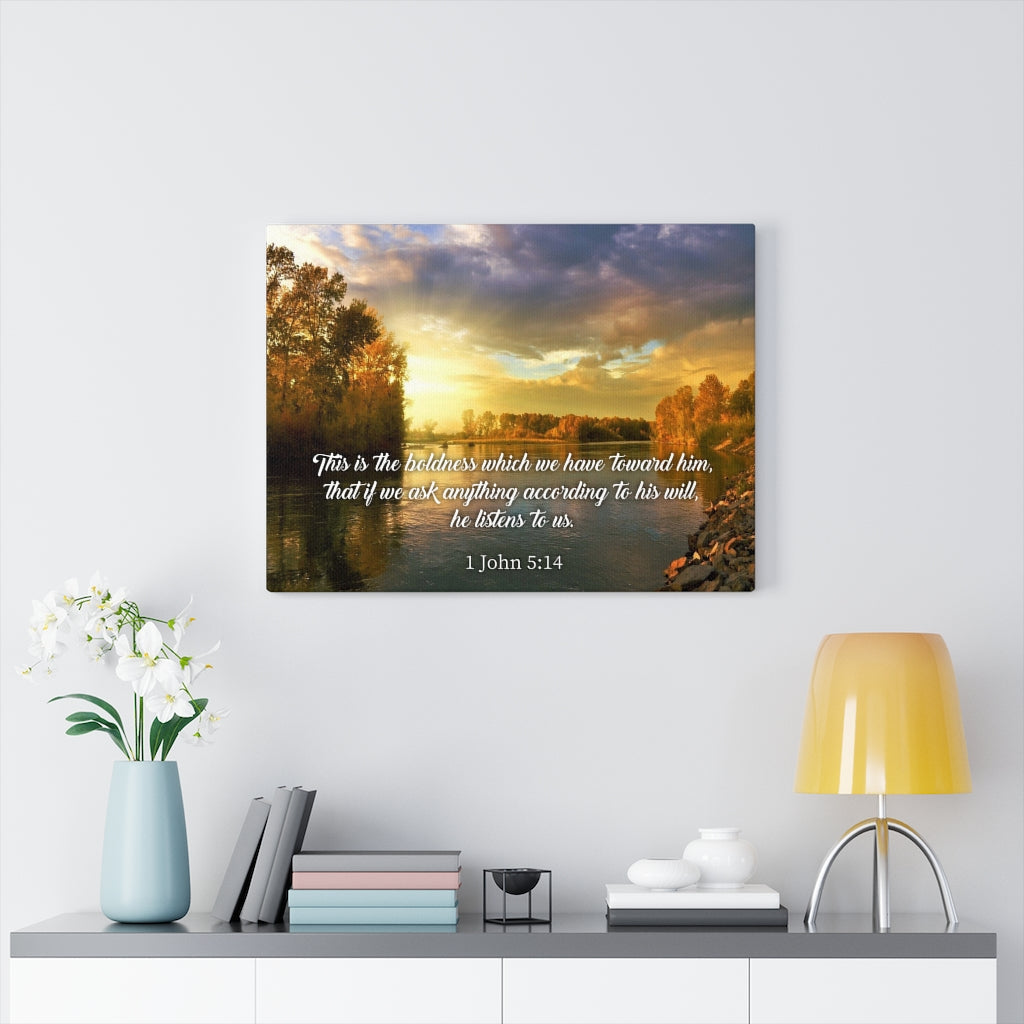 Scripture Walls The Confidence 1 John 5:14 Bible Verse Canvas Christian Wall Art Ready to Hang Unframed-Express Your Love Gifts
