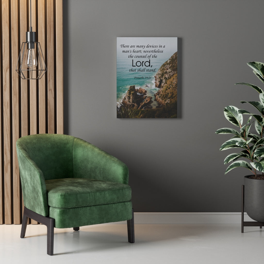 Scripture Walls The Counsel of The Lord Proverbs 19:21 Bible Verse Canvas Christian Wall Art Ready to Hang Unframed-Express Your Love Gifts