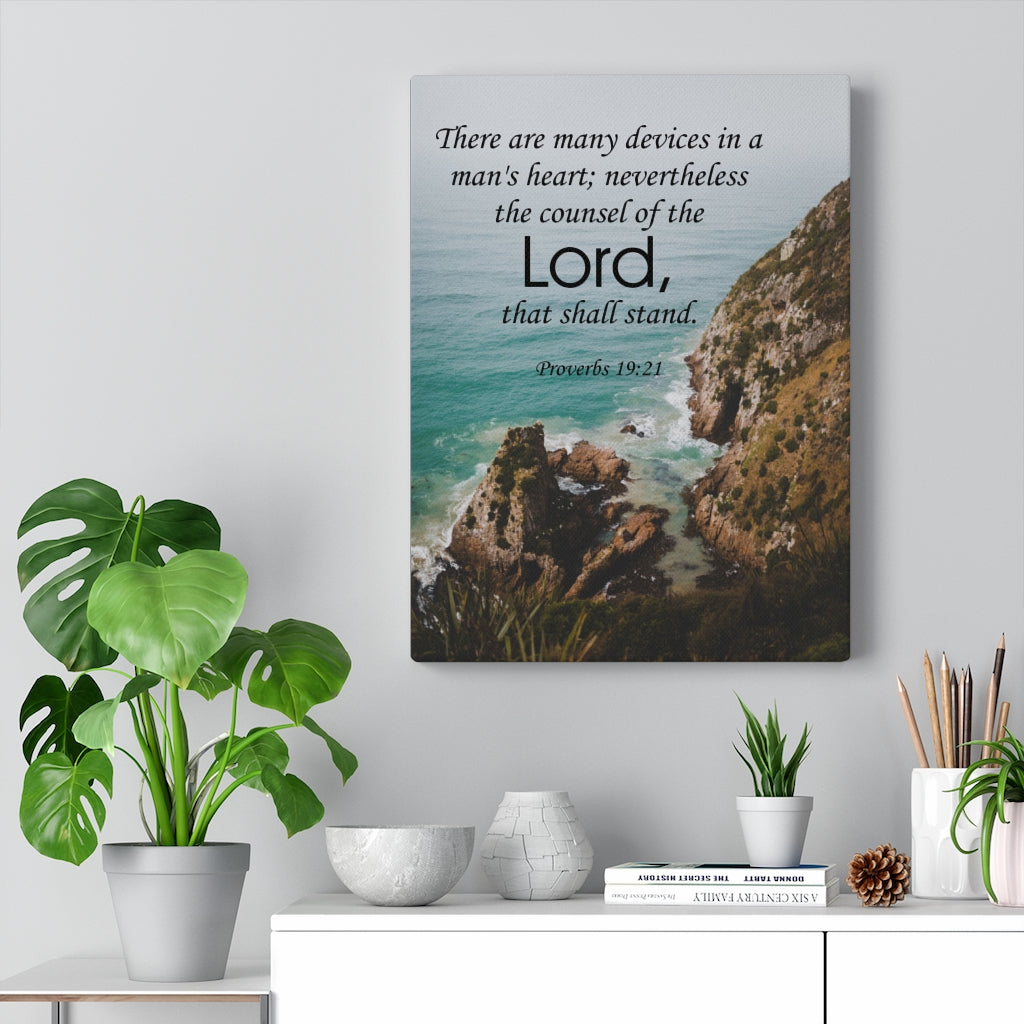 Scripture Walls The Counsel of The Lord Proverbs 19:21 Bible Verse Canvas Christian Wall Art Ready to Hang Unframed-Express Your Love Gifts