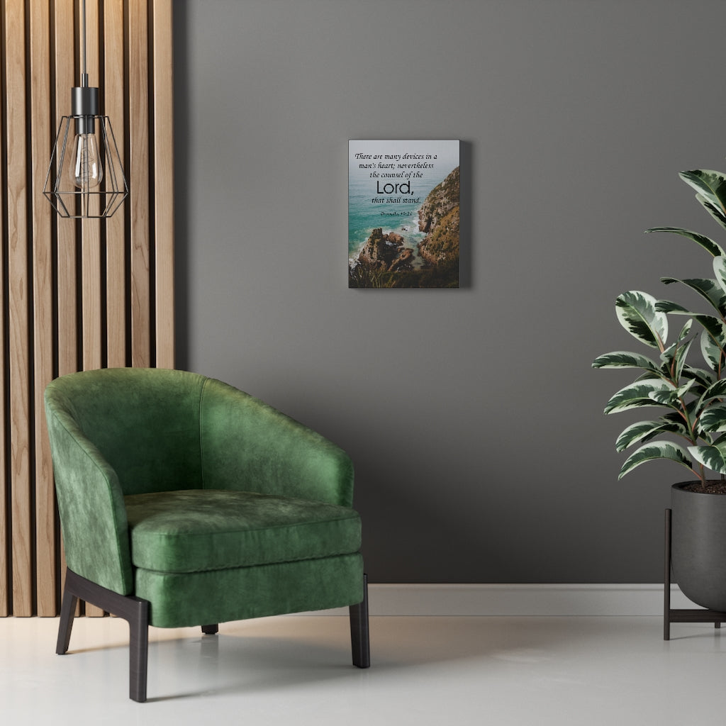 Scripture Walls The Counsel of The Lord Proverbs 19:21 Bible Verse Canvas Christian Wall Art Ready to Hang Unframed-Express Your Love Gifts