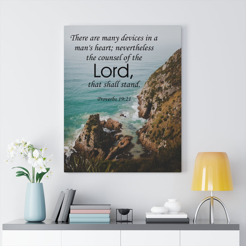 Scripture Walls The Counsel of The Lord Proverbs 19:21 Bible Verse Canvas Christian Wall Art Ready to Hang Unframed-Express Your Love Gifts