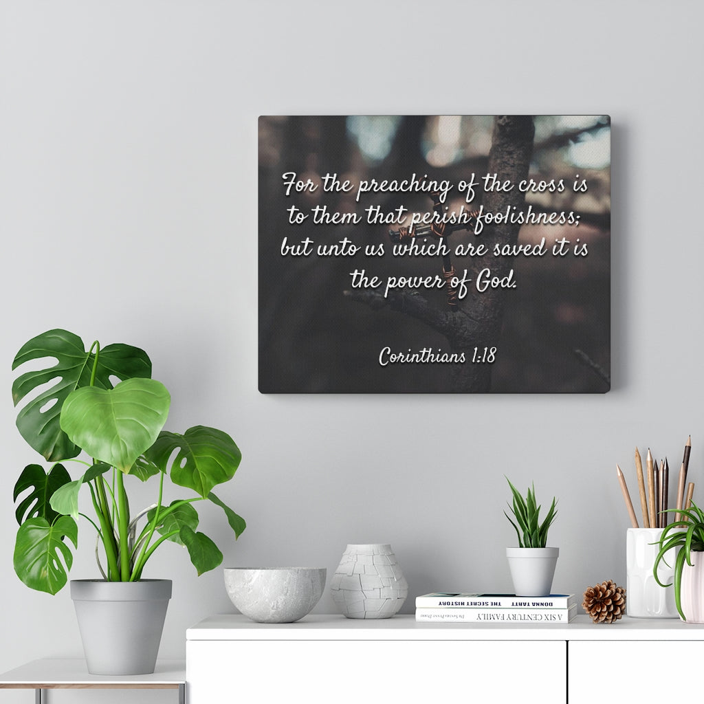 Scripture Walls The Cross 1 Corinthians 1:18 Bible Verse Canvas Christian Wall Art Ready to Hang Unframed-Express Your Love Gifts
