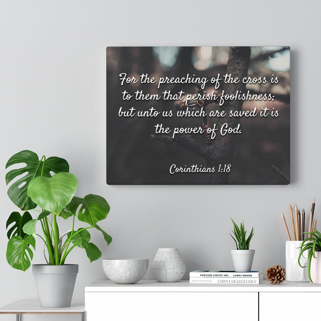 Scripture Walls The Cross 1 Corinthians 1:18 Bible Verse Canvas Christian Wall Art Ready to Hang Unframed-Express Your Love Gifts