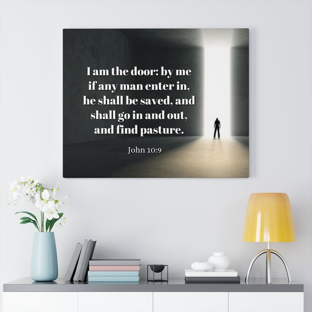 Scripture Walls The Door John 10:9 Bible Verse Canvas Christian Wall Art Ready to Hang Unframed-Express Your Love Gifts