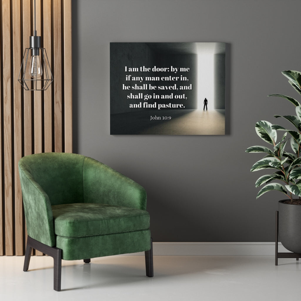 Scripture Walls The Door John 10:9 Bible Verse Canvas Christian Wall Art Ready to Hang Unframed-Express Your Love Gifts