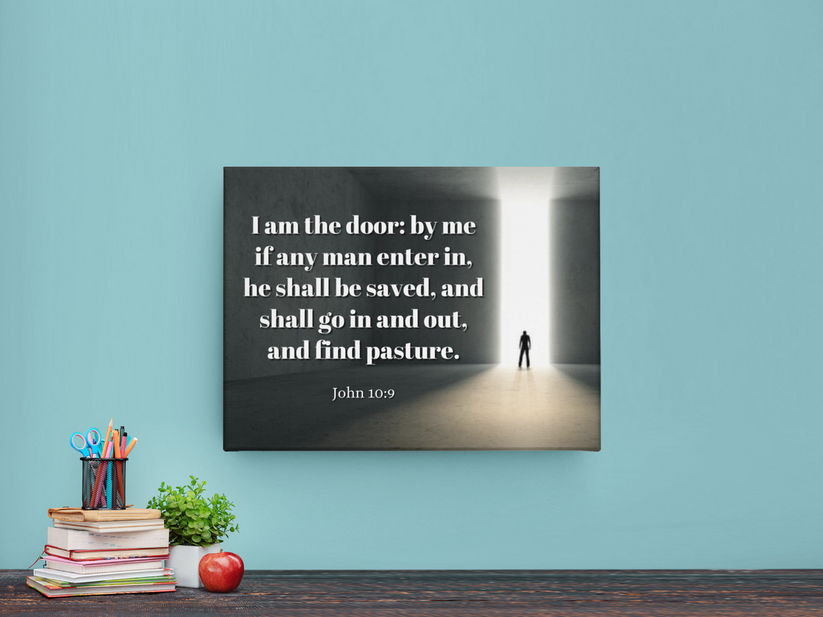 Scripture Walls The Door John 10:9 Bible Verse Canvas Christian Wall Art Ready to Hang Unframed-Express Your Love Gifts