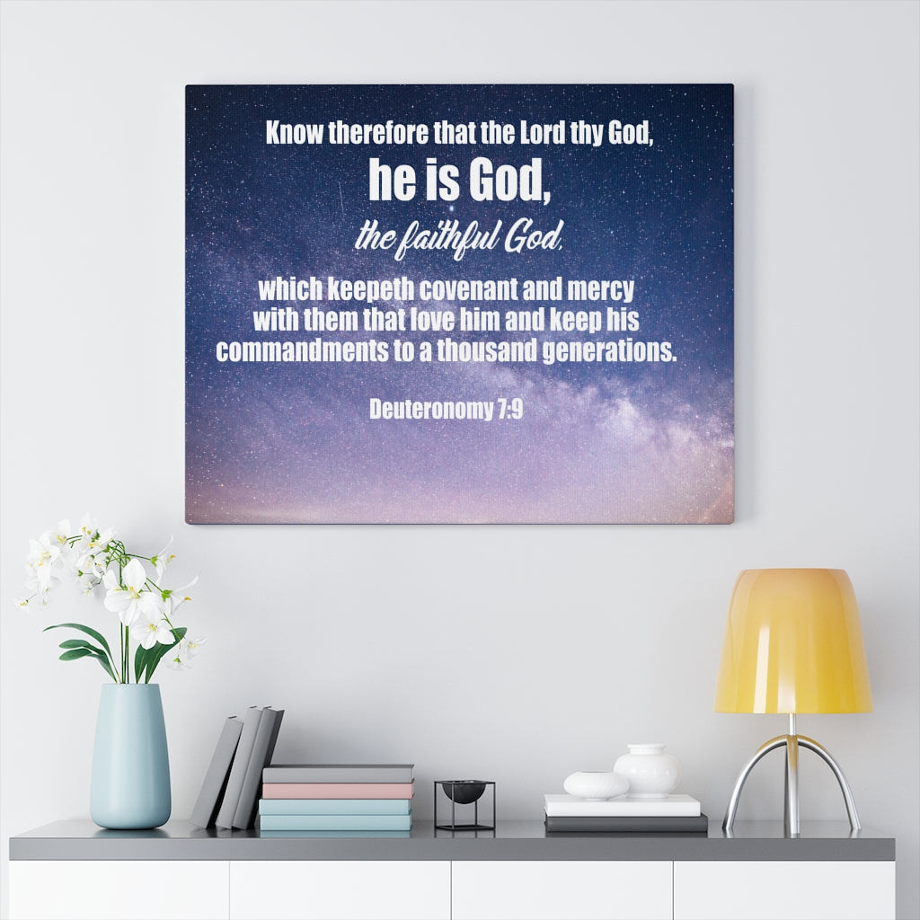 Scripture Walls The Faithful God Deuteronomy 7:9 Bible Verse Canvas Christian Wall Art Ready to Hang Unframed-Express Your Love Gifts