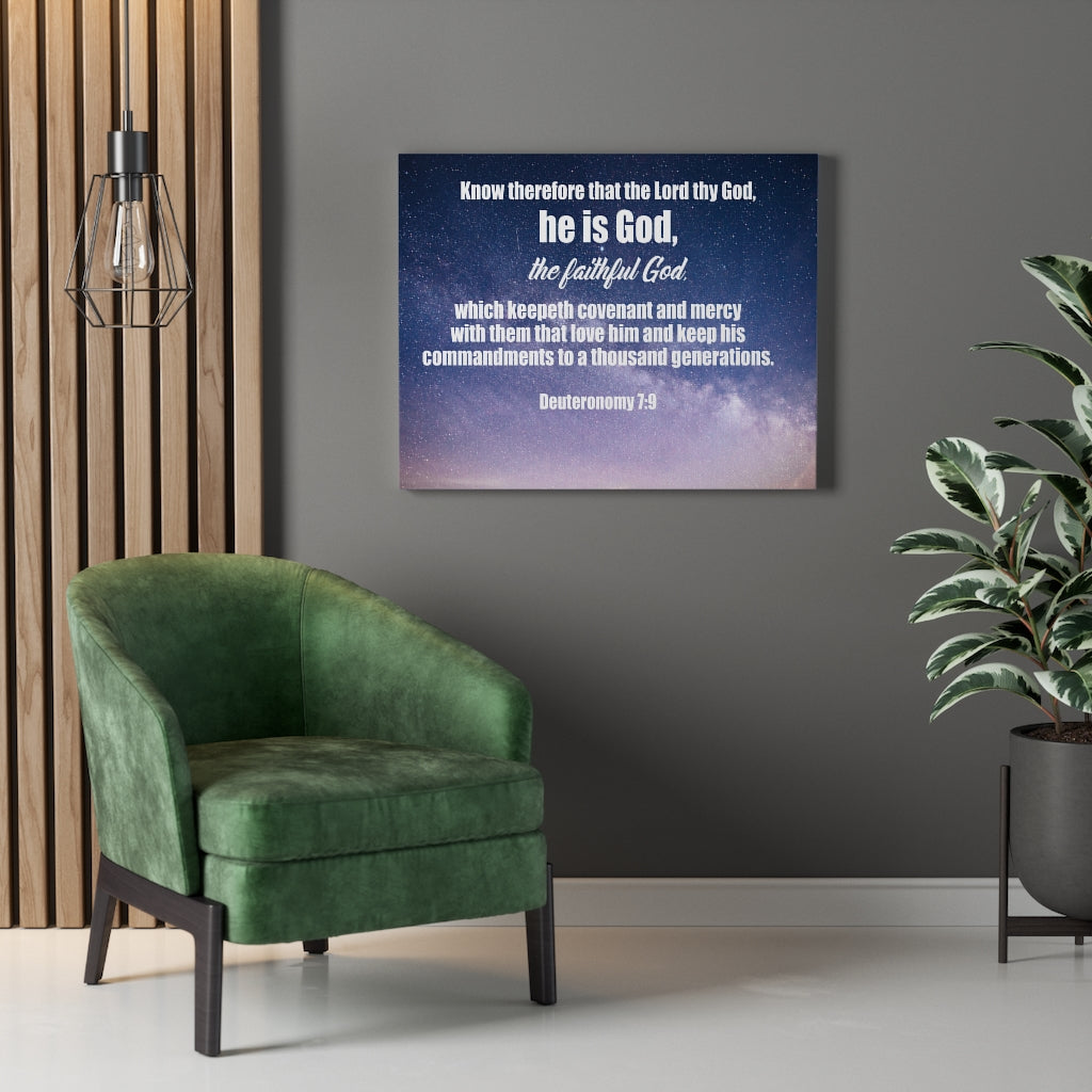Scripture Walls The Faithful God Deuteronomy 7:9 Bible Verse Canvas Christian Wall Art Ready to Hang Unframed-Express Your Love Gifts