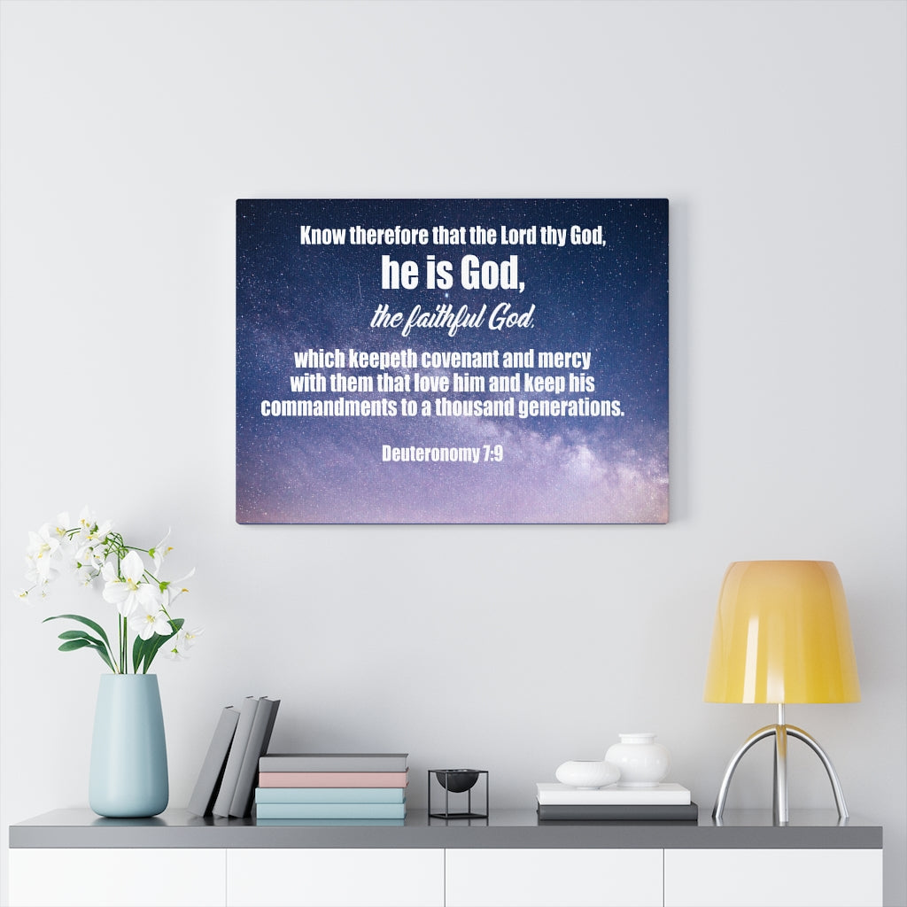 Scripture Walls The Faithful God Deuteronomy 7:9 Bible Verse Canvas Christian Wall Art Ready to Hang Unframed-Express Your Love Gifts